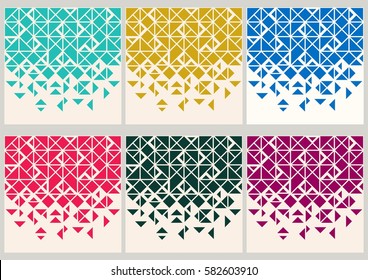 Set of backgrounds of geometric shapes. Colorful mosaic pattern. Triangle