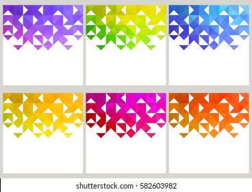 Set of backgrounds of geometric shapes. Colorful mosaic pattern. Triangle