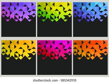 Set of backgrounds of geometric shapes. Colorful mosaic pattern. Triangle