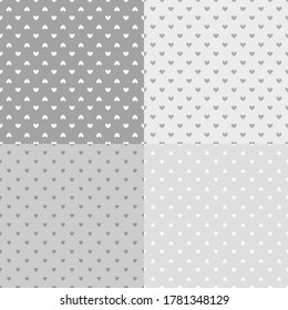 Set von Hintergründen mit Herzen. Nahtlose monochrome Tapete auf der Oberfläche. Schwarz-Weiß-Illustration