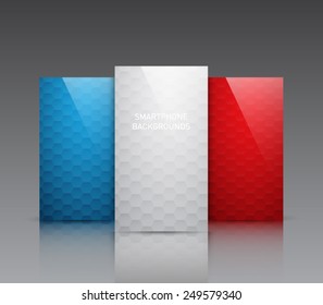 Set of backgrounds with hexagonal style for mobiles, smartphones, devices. Clean and modern design