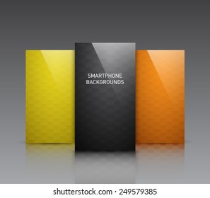 Set of backgrounds with hexagonal style for mobiles, smartphones, devices. Clean and modern design