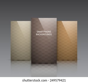 Set of backgrounds with hexagonal style for mobiles, smartphones, devices. Clean and modern design