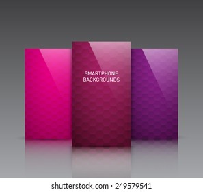 Set of backgrounds with hexagonal style for mobiles, smartphones, devices. Clean and modern design