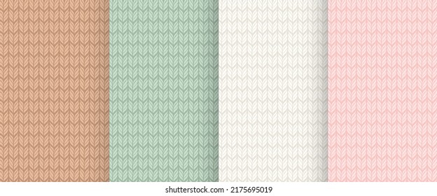 Set of backgrounds with knitted fabric texture. Vector seamless pattern.