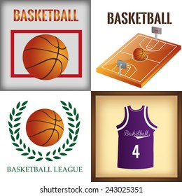 a set of backgrounds and labels with different basketball items