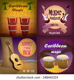 a set of backgrounds and labels with different musical instruments