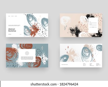 Set of backgrounds for landing page. Web design with abstract illustration. Hand drawn illustration. Textured backdrop. Eps10 vector.