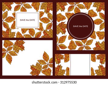 Set of backgrounds with leaves with space for your text