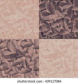 Set of backgrounds with line hearts
