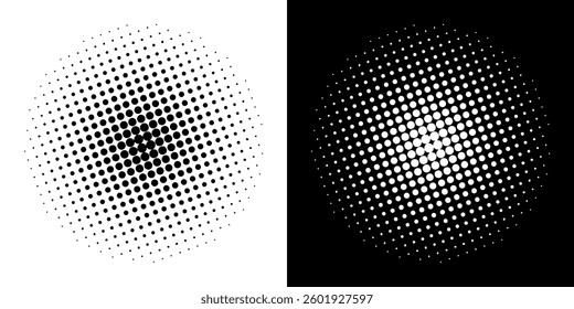 Set of backgrounds made of black and white halftone dots.	