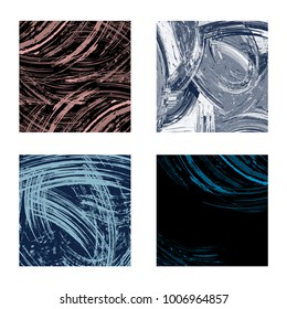 Set of backgrounds made by hand with ink and brush. Art texture for your design. Vector illustration,