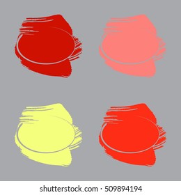  Set of Backgrounds Made with Paint Color Brush Strokes and cut out Circular Frames.  Vector EPS 10