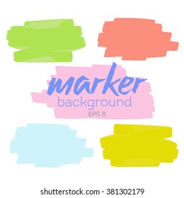 set of backgrounds of the marker lines of different colors : pink, green , yellow , blue. Vector set sketched design elements for banner, scrapbook, craft, card, poster. 