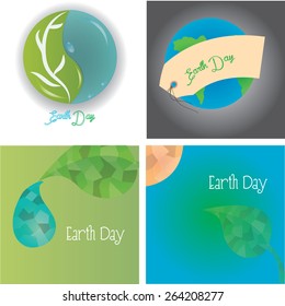 set of backgrounds with nature elements. Earth day. Vector illustrations