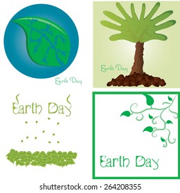 set of backgrounds with nature elements. Earth day. Vector illustrations