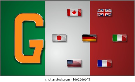 A set of backgrounds on the theme of the G7 summit. Backgrounds for presentations, business cards, and desktop. Size 16:9.