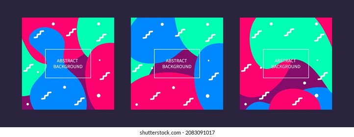 Set of backgrounds with organic simple shapes. Geometric modern trend pattern. Pattern with round waves. Vector summer card