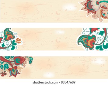 Set of backgrounds with pattern in Russian style with space for your text