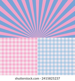 Set of backgrounds in pink and blue tones. Patterns for a doll. Vector graphic texture for dress, cloth fashion fabric print.