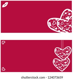 set of backgrounds of pink color with the image of hearts