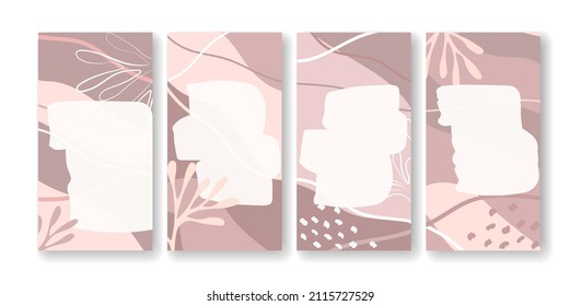 Set of backgrounds for posts and stories in social networks. Stylish background in pastel beige colors for adding text. Promotion and publication of posts. 