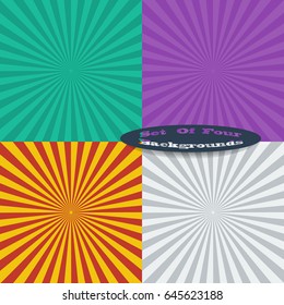 Set of backgrounds ray or abstract sun rays. Mexican style. Retro background. Colors material design.