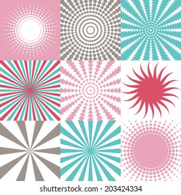 Set of backgrounds with rays