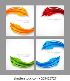 Set of backgrounds with red orange blue green arrows