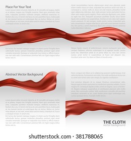 Set of backgrounds with red waved cloth, may use like a template for your design