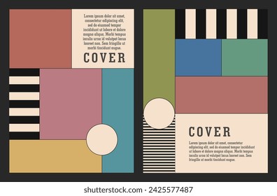 Set of backgrounds in retro vintage style with colorful shape and stripes vector