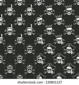 Set of backgrounds Seamless emblems of skulls