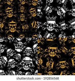 Set of backgrounds Seamless emblems of skulls