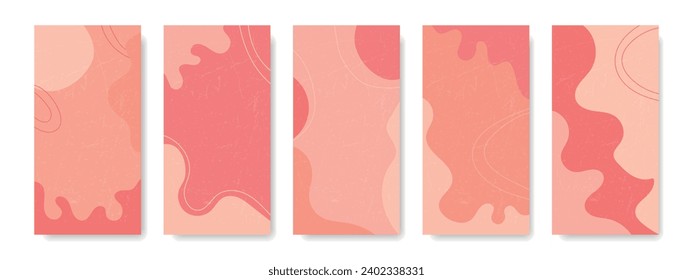 
Set of backgrounds in shades of peach. Abstract backgrounds of peach flowers with scratched texture. Vector.