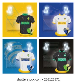 Set of backgrounds with a lot of soccer elements. Vector illustration