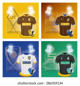 Set of backgrounds with a lot of soccer elements. Vector illustration
