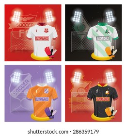 Set of backgrounds with a lot of soccer elements. Vector illustration