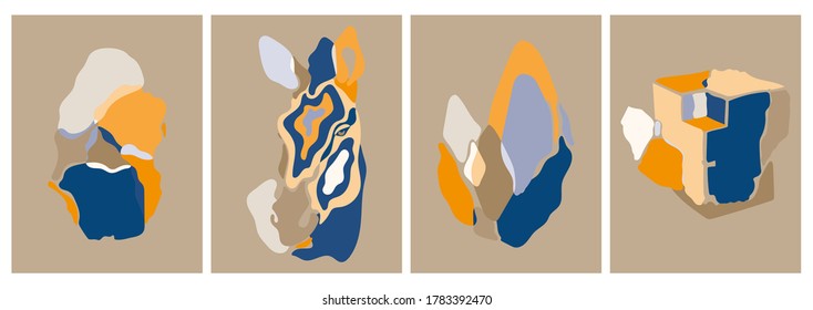 Conjunto de antecedentes para plataformas de medios sociales, historias, pancartas con formas abstractas, preciosos cristales, piedras, animales, cebra. Diseño visual para sus redes sociales, blog personal, tienda.