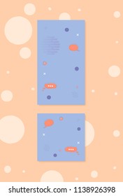 Set of  backgrounds with  speech bubbles and geometric elements for social media networks. Story and post templates  with empty space for text. Vector illustration.