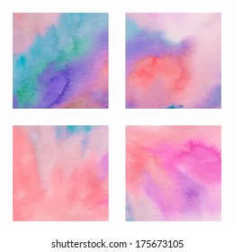 Set of backgrounds with squares watercolors gradient - vector illustration