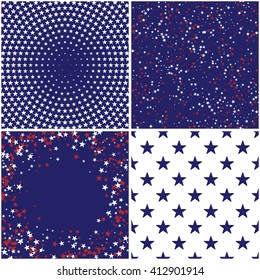 Set of backgrounds with stars in the American flag theme. Stock vector.