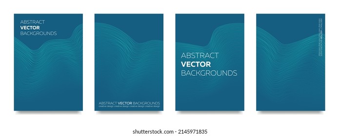 Un conjunto de ambientes en un estilo minimalista con olas de líneas finas.