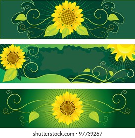 Set of backgrounds with sunflowers and space for your text