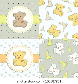 Set of backgrounds with teddy bears