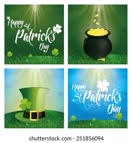 a set of backgrounds with text and different traditional elements for patrick's day