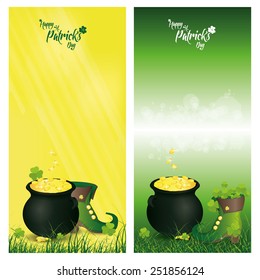 a set of backgrounds with text and different traditional elements for patrick's day