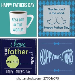 Set of backgrounds with text and elements for father's day. Vector illustration