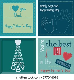 Set of backgrounds with text and elements for father's day. Vector illustration