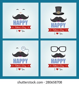 Set of backgrounds with text and elements for father's day. Vector illustration