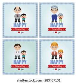 Set of backgrounds with text and elements for Father's day. Vector illustration
